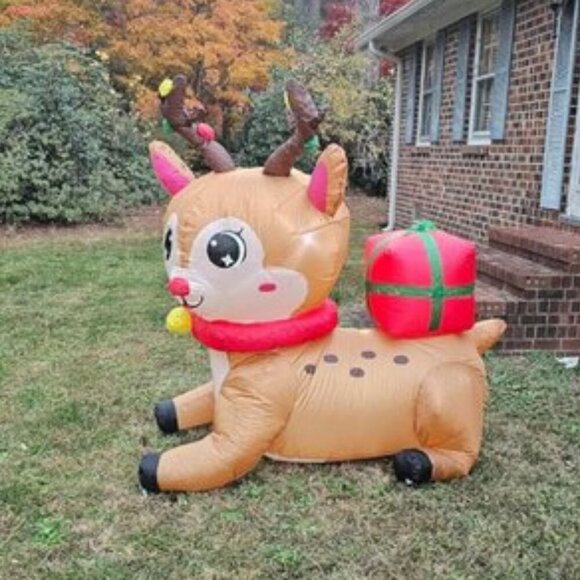 🆕6FT Christmas Inflatables Christmas Elk Blow up Yard Lawn Outdoor Decorations - Picture 2 of 10